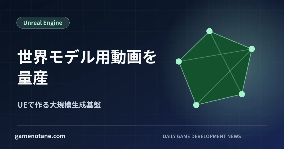 Unreal Engineで動画データを大量生成する制作パイプラインのイメージ